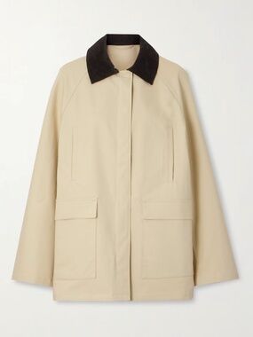 TOTEME Corduroy-trimmed coated-canvas BARN JACKET - NWT !